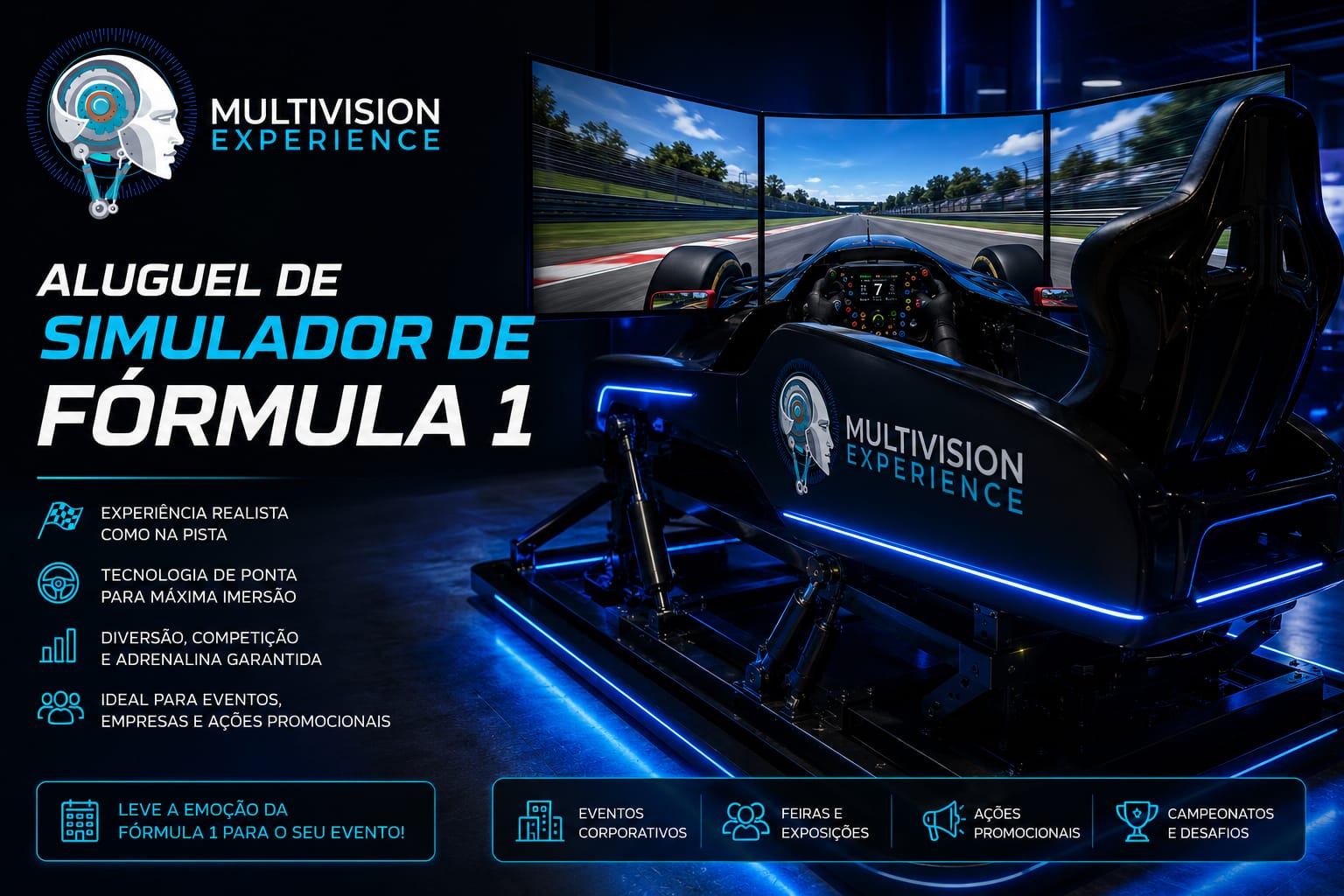 Aluguel de Cockpit Fórmula 1 para Eventos – Experiência Interativa com Cronometragem e Classificação em Belo Horizonte, Contagem, Betim 2026