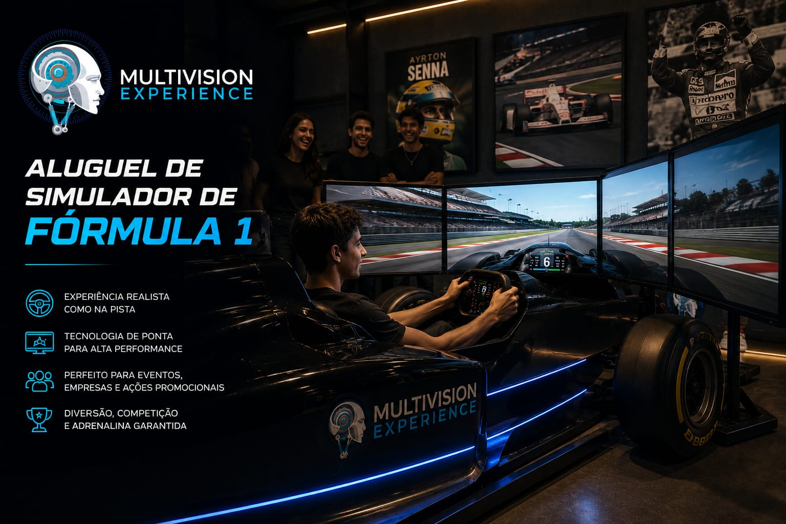 Aluguel de Simulador de Corrida Profissional – Volante Force Feedback e Pedaleira de Alta Precisão em Joinville, Florianópolis, em 2026
