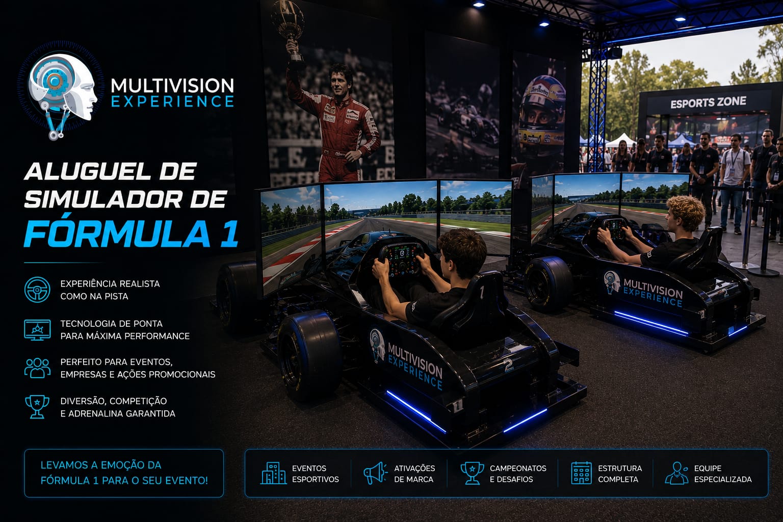 Aluguel de Simulador de Corrida Profissional – Volante Force Feedback e Pedaleira de Alta Precisão em Joinville, Florianópolis, em 2026